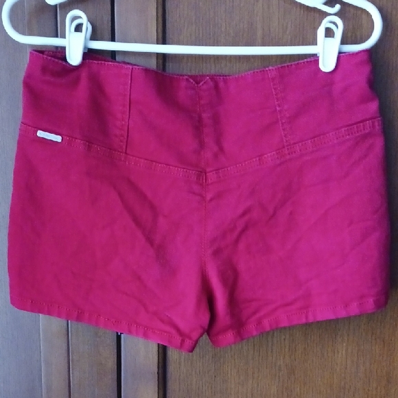 Celebrity Pink- Red High-Waist Button Front Shorts - Picture 9 of 12